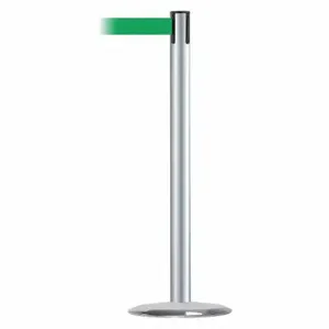 TENSABARRIER 889U-1S-1S-MAX-NO-G6X-C Barrier Post With Belt, Steel, Satin Chrome, 38 Inch Post Height, 2 1/2 Inch Post Dia | CU6HHB 20YK72