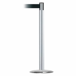 TENSABARRIER 889U-1S-1S-MAX-NO-G7X-C Barrier Post With Belt, Steel, Satin Chrome, 38 Inch Post Height, 2 1/2 Inch Post Dia | CU6HHM 20YK73