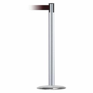 TENSABARRIER 889U-1S-1S-MAX-NO-R7X-C Barrier Post With Belt, Steel, Satin Chrome, 38 Inch Post Height, 2 1/2 Inch Post Dia | CU6HNF 20YK76
