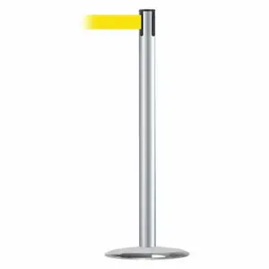 TENSABARRIER 889U-1S-1S-MAX-NO-Y5X-C Barrier Post With Belt, Steel, Satin Chrome, 38 Inch Post Height, 2 1/2 Inch Post Dia | CU6HHL 20YK79