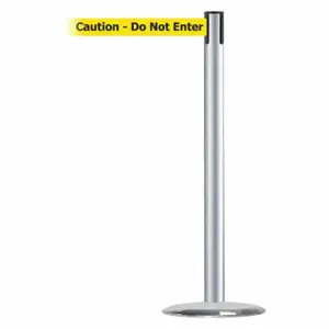 TENSABARRIER 889U-1S-1S-MAX-NO-YAX-C Barrier Post With Belt, Steel, Satin Chrome, 38 Inch Post Height, 2 1/2 Inch Post Dia | CU6HMK 20YK80