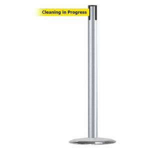 TENSABARRIER 889U-1S-1S-MAX-NO-YCX-C Barrier Post With Belt, Steel, Satin Chrome, 38 Inch Post Height, 2 1/2 Inch Post Dia | CU6HNG 20YK81