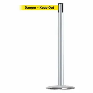 TENSABARRIER 889U-1S-1S-MAX-NO-YDX-C Barrier Post With Belt, Steel, Satin Chrome, 38 Inch Post Height, 2 1/2 Inch Post Dia | CU6HHR 20YK82