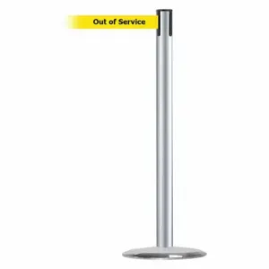 TENSABARRIER 889U-1S-1S-MAX-NO-YEX-C Barrier Post With Belt, Steel, Satin Chrome, 38 Inch Post Height, 2 1/2 Inch Post Dia | CU6HHJ 20YK83