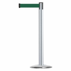 TENSABARRIER 889U-1S-1S-STD-NO-G7X-C Barrier Post With Belt, Steel, Satin Chrome, 38 Inch Post Height, 2 1/2 Inch Post Dia | CU6HGY 20YM21