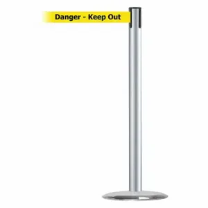 TENSABARRIER 889U-1S-1S-STD-NO-YDX-C Barrier Post With Belt, Steel, Satin Chrome, 38 Inch Post Height, 2 1/2 Inch Post Dia | CU6HHH 20YM30