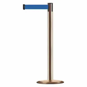 TENSABARRIER 889U-2P-2P-MAX-NO-L5X-C Barrier Post With Belt, Steel, Polished Brass, 38 Inch Post Height, 2 1/2 Inch Post Dia | CU6HCR 20YK87