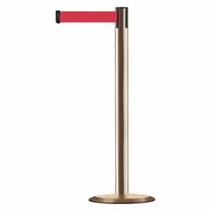 TENSABARRIER 889U-2P-2P-MAX-NO-R5X-C Barrier Post With Belt, Steel, Polished Brass, 38 Inch Post Height, 2 1/2 Inch Post Dia | CU6HCK 20YK88