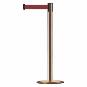 TENSABARRIER 889U-2P-2P-MAX-NO-R7X-C Barrier Post With Belt, Steel, Polished Brass, 38 Inch Post Height, 2 1/2 Inch Post Dia | CU6HCU 20YK89