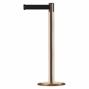 TENSABARRIER 889U-2P-2P-STD-NO-B9X-C Barrier Post With Belt, Steel, Polished Brass, 38 Inch Post Height, 2 1/2 Inch Post Dia | CU6HCV 20YM32