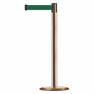 TENSABARRIER 889U-2P-2P-STD-NO-G7X-C Barrier Post With Belt, Steel, Polished Brass, 38 Inch Post Height, 2 1/2 Inch Post Dia | CU6HCL 20YM34