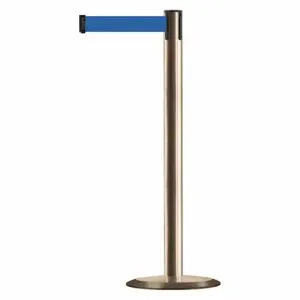 TENSABARRIER 889U-2S-2S-MAX-NO-L5X-C Barrier Post With Belt, Steel, Satin Brass, 38 Inch Post Height, 2 1/2 Inch Post Dia, Std | CU6HMY 20YK94