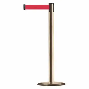 TENSABARRIER 889U-2S-2S-MAX-NO-R5X-C Barrier Post With Belt, Steel, Satin Brass, 38 Inch Post Height | CU6HLE 20YK95