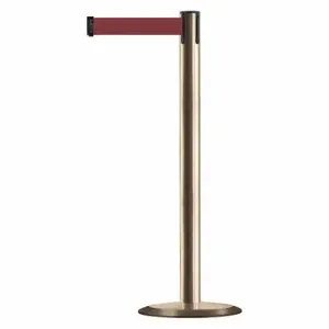 TENSABARRIER 889U-2S-2S-MAX-NO-R7X-C Barrier Post With Belt, Steel, Satin Brass, 38 Inch Post Height, 2 1/2 Inch Post Dia, Std | CU6HGH 20YK96