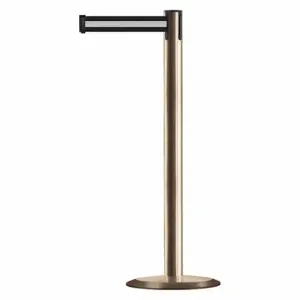 TENSABARRIER 889U-2S-2S-MAX-NO-S3X-C Barrier Post With Belt, Steel, Satin Brass, 38 Inch Post Height, 2 1/2 Inch Post Dia, Std | CU6HGD 20YK97