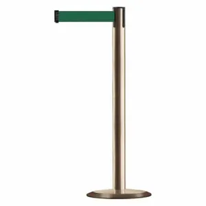 TENSABARRIER 889U-2S-2S-STD-NO-G7X-C Barrier Post With Belt, Steel, Satin Brass, 38 Inch Post Height, 2 1/2 Inch Post Dia, Std | CU6HGC 20YM41