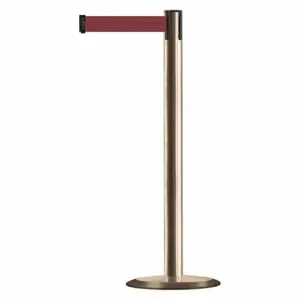 TENSABARRIER 889U-2S-2S-STD-NO-R7X-C Barrier Post With Belt, Steel, Satin Brass, 38 Inch Post Height, 2 1/2 Inch Post Dia, Std | CU6HGA 20YM44