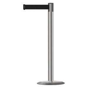 TENSABARRIER 889U-3P-3P-MAX-NO-B9X-C Barrier Post With Belt, Steel, Polished Stainless Steel, 38 Inch Post Height, Std, 1 Belts | CU6HER 20YK98