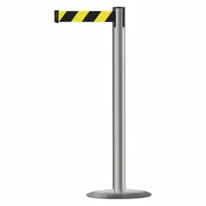 TENSABARRIER 889U-3P-3P-MAX-NO-D4X-C Barrier Post With Belt, Steel, Polished Stainless Steel, 38 Inch Post Height, Std, 1 Belts | CU6HEN 20YL02