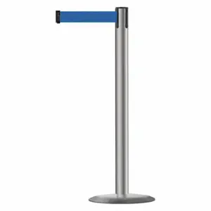 TENSABARRIER 889U-3P-3P-MAX-NO-L5X-C Barrier Post With Belt, Steel, Polished Stainless Steel, 38 Inch Post Height, Std, 1 Belts | CU6HEY 20YL01