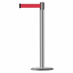 TENSABARRIER 889U-3P-3P-MAX-NO-R5X-C Barrier Post With Belt, Steel, Polished Stainless Steel, 38 Inch Post Height, Std, 1 Belts | CU6HEV 20YL03