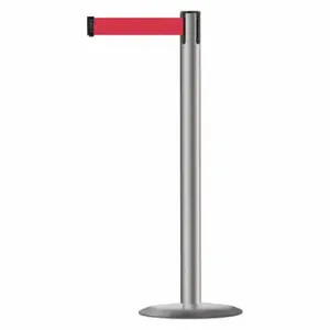 TENSABARRIER 889U-3P-3P-MAX-NO-R5X-C Barrier Post With Belt, Steel, Polished Stainless Steel, 38 Inch Post Height, Std, 1 Belts | CU6HEV 20YL03