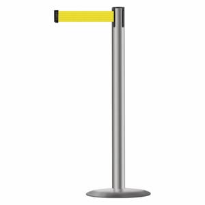 TENSABARRIER 889U-3P-3P-MAX-NO-Y5X-C Barrier Post With Belt, Steel, Polished Stainless Steel, 38 Inch Post Height, Std, 1 Belts | CU6HEX 20YL04