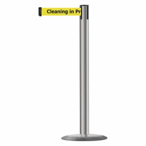 TENSABARRIER 889U-3P-3P-MAX-NO-YCX-C Barrier Post With Belt, Steel, Polished Stainless Steel, 38 Inch Post Height, Std, 1 Belts | CU6HEM 20YL06