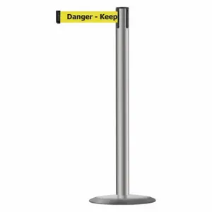 TENSABARRIER 889U-3P-3P-MAX-NO-YDX-C Barrier Post With Belt, Steel, Polished Stainless Steel, 38 Inch Post Height, Std, 1 Belts | CU6HFC 20YL07