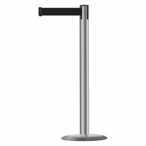 TENSABARRIER 889U-3P-3P-STD-NO-B9X-C Barrier Post With Belt, Steel, Polished Stainless Steel, 38 Inch Post Height, Std, 1 Belts | CU6HFB 20YM46