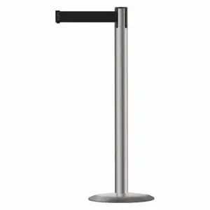 TENSABARRIER 889U-3P-3P-STD-NO-B9X-C Barrier Post With Belt, Steel, Polished Stainless Steel, 38 Inch Post Height, Std, 1 Belts | CU6HFB 20YM46