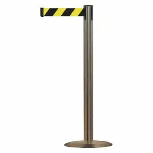 TENSABARRIER 889U-3S-3S-MAX-NO-D4X-C Barrier Post With Belt, Steel, Satin Stainless Steel, 38 Inch Post Height | CU6HJA 20YL10