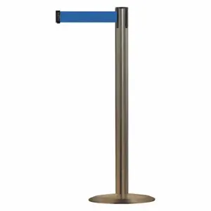 TENSABARRIER 889U-3S-3S-MAX-NO-L5X-C Barrier Post With Belt, Steel, Satin Stainless Steel, 38 Inch Post Height | CU6HJD 20YL12