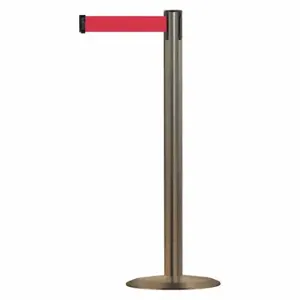 TENSABARRIER 889U-3S-3S-MAX-NO-R5X-C Barrier Post With Belt, Steel, Satin Stainless Steel, 38 Inch Post Height | CU6HJG 20YL13