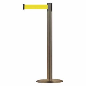 TENSABARRIER 889U-3S-3S-MAX-NO-Y5X-C Barrier Post With Belt, Steel, Satin Stainless Steel, 38 Inch Post Height | CU6HNH 20YL14