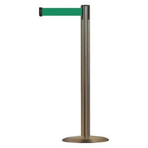 TENSABARRIER 889U-3S-3S-STD-NO-G6X-C Barrier Post With Belt, Steel, Satin Stainless Steel, 38 Inch Post Height | CU6HHW 20YM58