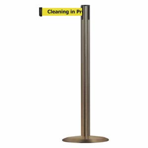 TENSABARRIER 889U-3S-3S-STD-NO-YCX-C Barrier Post With Belt, Steel, Satin Stainless Steel, 38 Inch Post Height | CU6HJE 20YM63