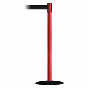 TENSABARRIER 890B-33-21-21-MAX-NO-B9X-C Slimline Post, Steel, Red, 38 Inch Post Height, 2 Inch Post Dia, 14 Inch Base Dia, Black | CU6JEU 44ZX30