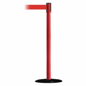 TENSABARRIER 890B-33-21-21-MAX-NO-R5X-C Slimline Post, Steel, Red, 38 Inch Post Height, 2 Inch Post Dia, 14 Inch Base Dia, Red | CU6JEX 44ZV97