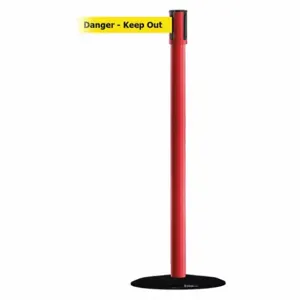 TENSABARRIER 890B-33-21-21-MAX-NO-YDX-C Slimline Post, Steel, Red, 38 Inch Post Height, 2 Inch Post Dia, 14 Inch Base Dia, Steel | CU6JFB 44ZW05