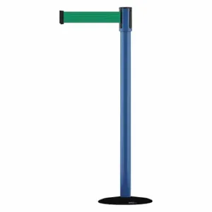 TENSABARRIER 890B-33-23-23-MAX-NO-G6X-C Slimline Post, Steel, Blue, 38 Inch Post Height, 2 Inch Post Dia, 14 Inch Base Dia | CU6JHA 44ZX15