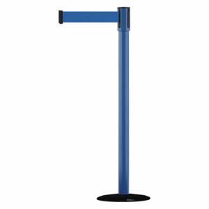 TENSABARRIER 890B-33-23-23-MAX-NO-L5X-C Slimline Post, Steel, Blue, 38 Inch Post Height, 2 Inch Post Dia, 14 Inch Base Dia, Blue | CU6JGV 44ZW70