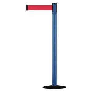 TENSABARRIER 890B-33-23-23-MAX-NO-R5X-C Slimline Post, Steel, Blue, 38 Inch Post Height, 2 Inch Post Dia, 14 Inch Base Dia, Red | CU6JEF 44ZW83