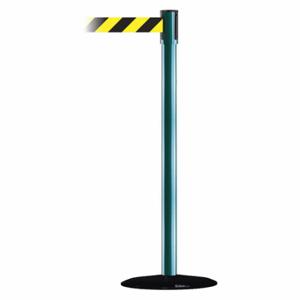 TENSABARRIER 890B-33-28-28-MAX-NO-D4X-C Slimline Post, Steel, Green, 38 Inch Post Height, 2 Inch Post Dia, 14 Inch Base Dia | CU6JEN 44ZX29