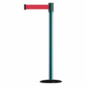 TENSABARRIER 890B-33-28-28-MAX-NO-R5X-C Slimline Post, Steel, Green, 38 Inch Post Height, 2 Inch Post Dia, 14 Inch Base Dia, Red | CU6JER 44ZW99