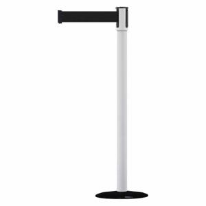 TENSABARRIER 890B-33-32-32-MAX-NO-B9X-C Slimline Post, Steel, White, 38 Inch Post Height, 2 Inch Post Dia, 14 Inch Base Dia | CU6JHB 44ZW53