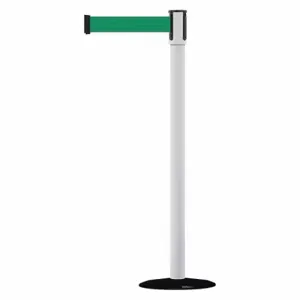 TENSABARRIER 890B-33-32-32-MAX-NO-G6X-C Slimline Post, Steel, White, 38 Inch Post Height, 2 Inch Post Dia, 14 Inch Base Dia | CU6JGE 44ZX19