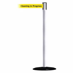 TENSABARRIER 890B-33-32-32-MAX-NO-YCX-C Slimline Post, Steel, White, 38 Inch Post Height, 2 Inch Post Dia, 14 Inch Base Dia | CU6JGG 44ZX22