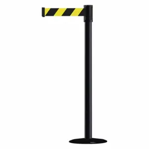 TENSABARRIER 890B-33-33-33-MAX-NO-D4X-C Slimline Post, Steel, Black, 38 Inch Post Height, 2 Inch Post Dia, 14 Inch Base Dia | CU6JDM 44ZX03