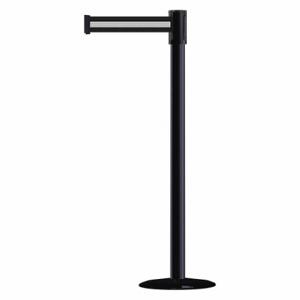 TENSABARRIER 890B-33-33-33-MAX-NO-S3X-C Slimline Post, Steel, Black, 38 Inch Post Height, 2 Inch Post Dia, 14 Inch Base Dia | CU6JDK 44ZW96